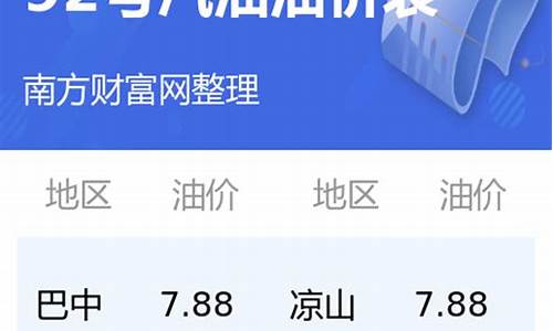 四川地区92号汽油价格_四川地区92号汽油价格表